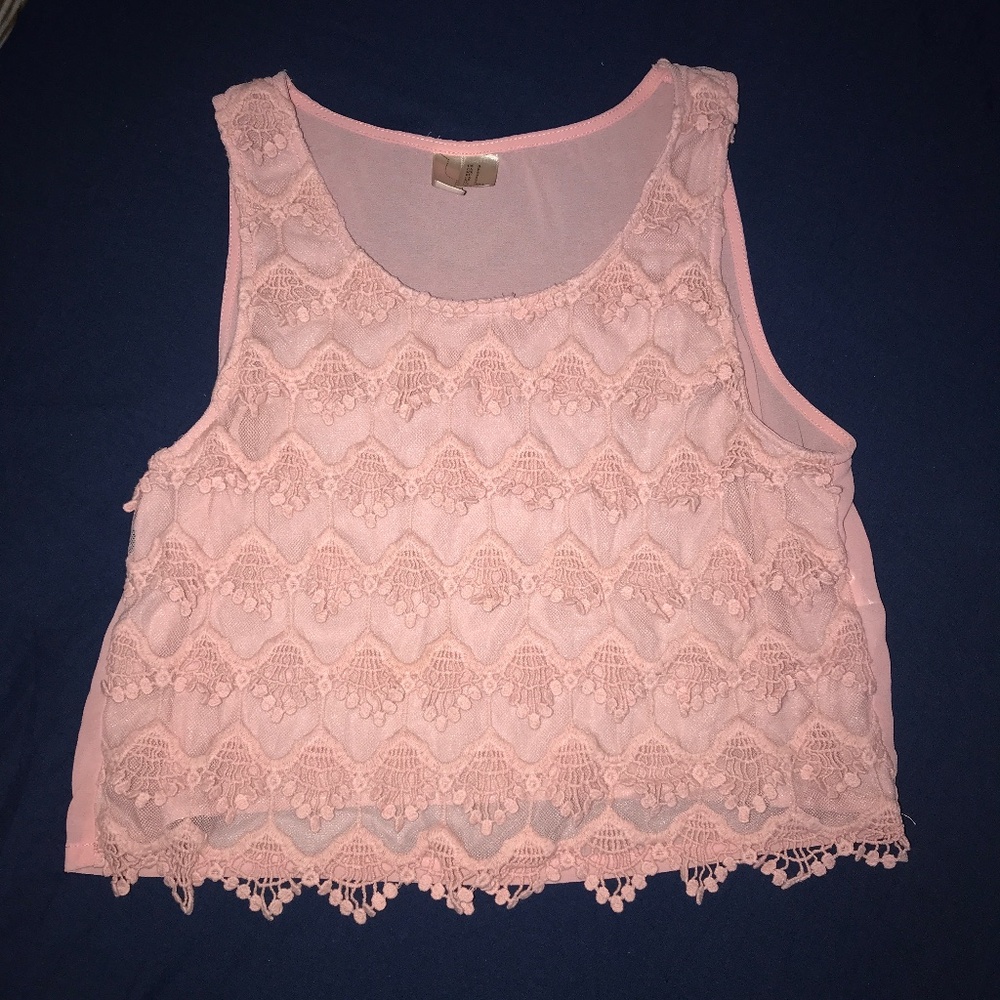Forever 21 Blush Scalloped Lace Top